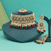 Maroon & Green Color Choker Kundan Necklace Set (KN1430MG)