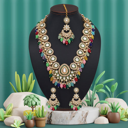 Multi Color Kundan Necklace Set (KN1434MLT)