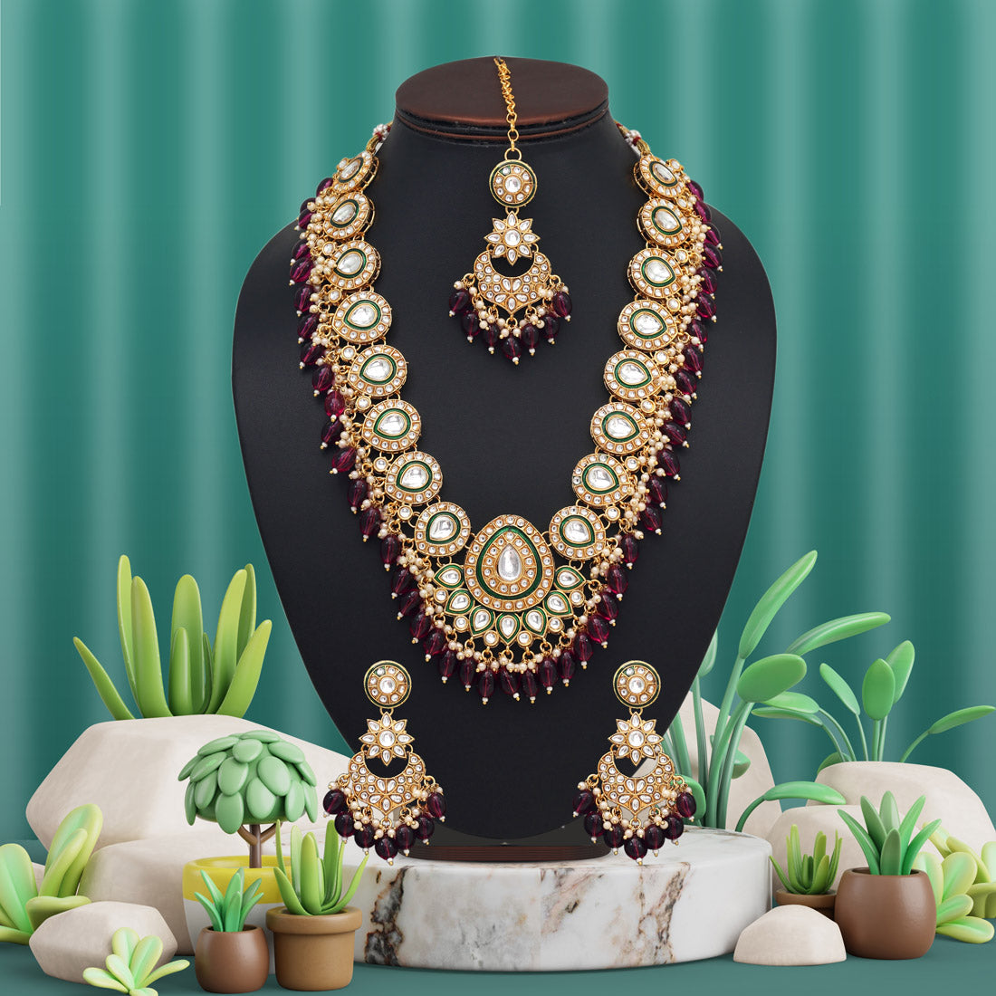 Purple Color Kundan Necklace Set (KN1434PRP)