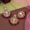 Maroon Color Long Kundan Necklace Set (KN1435MRN)