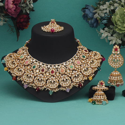 Multi Color Kundan Necklace Set (KN1437MLT)