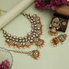 Gold Color Meena Work Kundan Necklace Set (KN1452GLD)