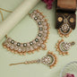 White Color Elegant Meena Work Kundan Necklace Set