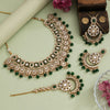 Green Color Meena Work Kundan Necklace Set (KN1457GRN)