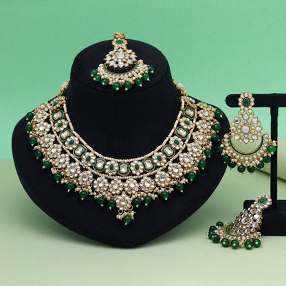 White Color Elegant Meena Work Kundan Necklace Set