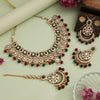 Maroon & Green Color Meena Work Kundan Necklace Set (KN1457MG)