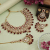 Maroon Color Meena Work Kundan Necklace Set (KN1457MRN)