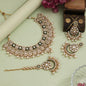 White Color Elegant Meena Work Kundan Necklace Set