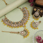 White Color Elegant Meena Work Kundan Necklace Set