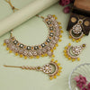 Yellow Color Meena Work Kundan Necklace Set (KN1457YLW)