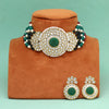 Green Color Beautiful Kundan & Carving Stone Choker Necklace Of Jaipur (KN1463GRN)