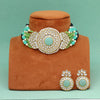 Light Green Color Beautiful Kundan & Carving Stone Choker Necklace Of Jaipur (KN1463LGRN)