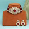 Maroon Color Beautiful Kundan & Carving Stone Choker Necklace Of Jaipur (KN1463MRN)