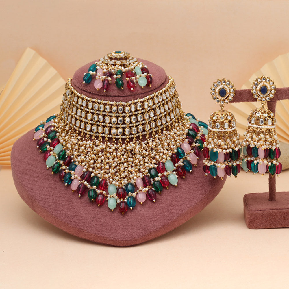 Multi Color Vibrant Kundan Necklace Set