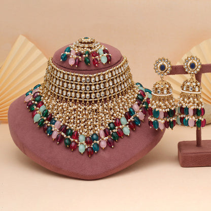 Multi Color Vibrant Kundan Necklace Set