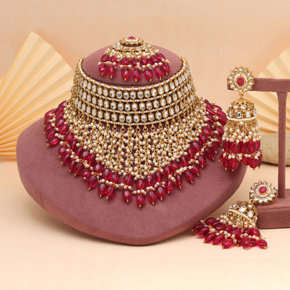 Rani Color Royal Kundan Necklace Set