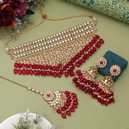 Rani Color Royal Kundan Necklace Set