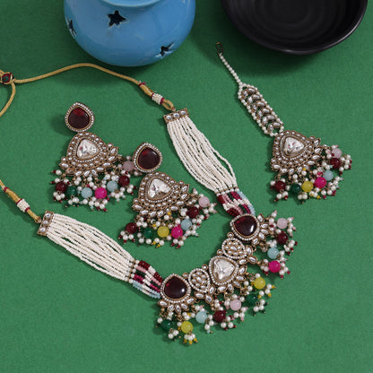 Kaleidoscope Multi Color Kundan Necklace Set