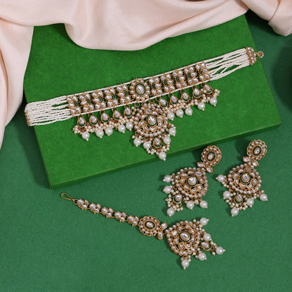 Ivory Glow White Color Choker Kundan Necklace Set