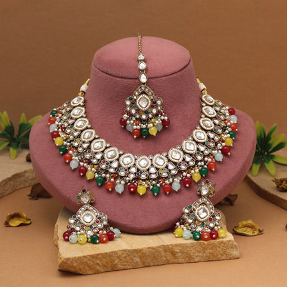 Vibrant Multi Color Kundan Necklace Set
