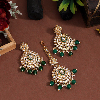 Meadow Green Color Kundan Necklace Set