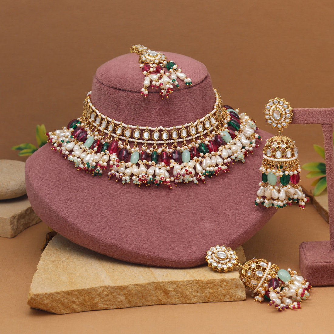 Radiant Multi Color Kundan Necklace Set