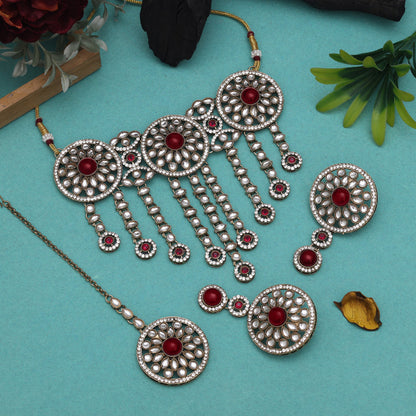 Festive Rani Color Choker Kundan Necklace Set