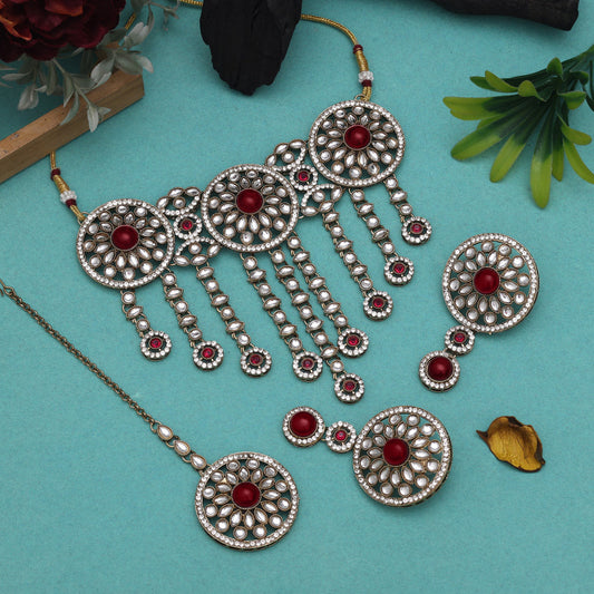 Festive Rani Color Choker Kundan Necklace Set