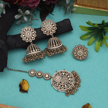 Antique Gold Color Pakistani Kundan Necklace Set