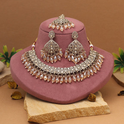 Premium Gold Color Pakistani Kundan Necklace Set