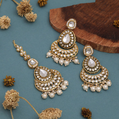 White Color Kundan Necklace Set For Light Ethnic And Daily Look