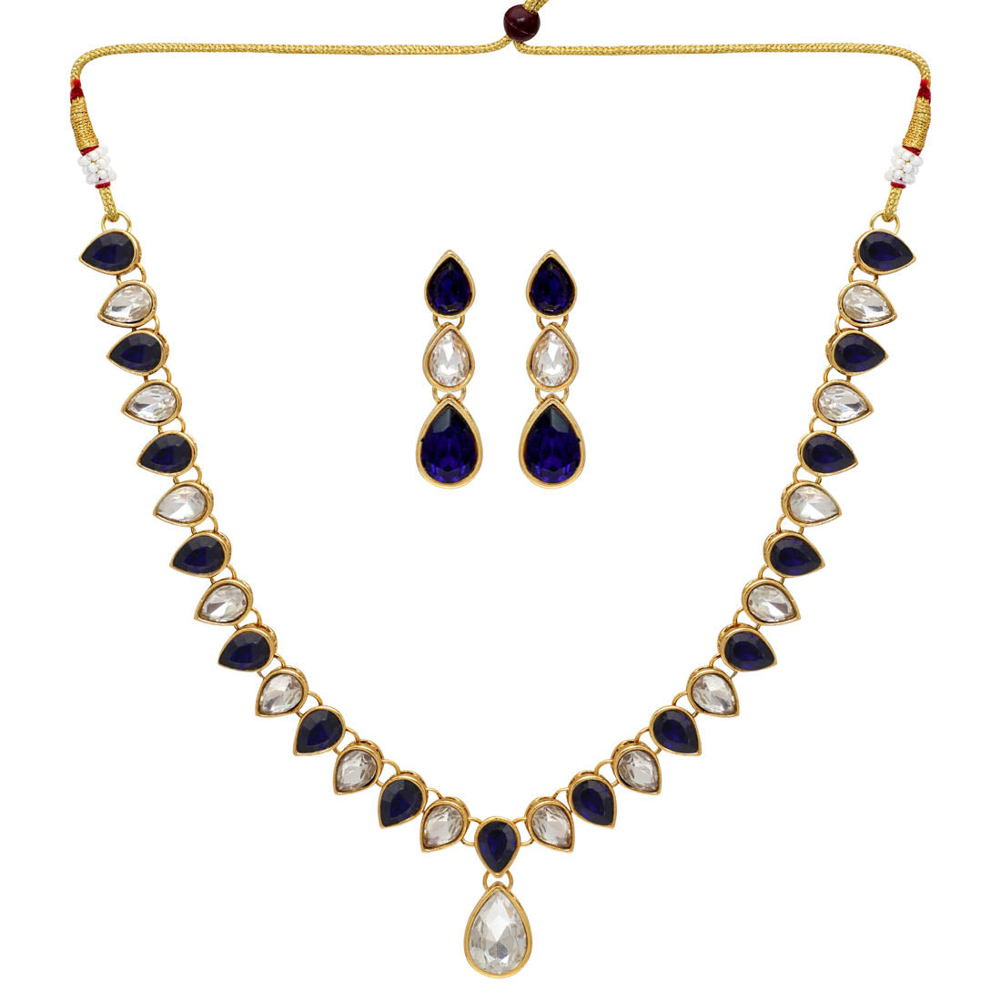 Blue Color Beautiful Kundan Necklace Set (KN194BLU)