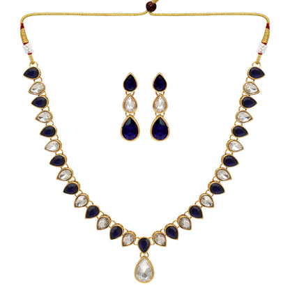 Blue Color Beautiful Kundan Necklace Set (KN194BLU)