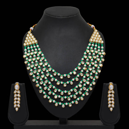 Green Color Kundan Necklace Set (KN201GRN)