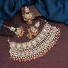 Peach Color Kundan Bridal Necklace With Earrings & Maang Tikka (KN222PCH)