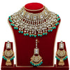 Rama Green Color Kundan Necklace With Earrings & Maang Tikka (KN222RGRN)