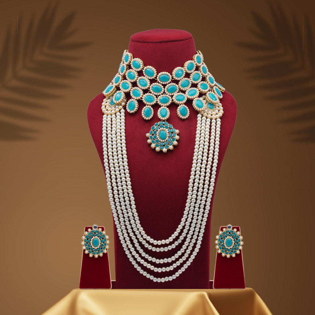 Rama Green Color Kundan Necklace Set (KN223RGRN)