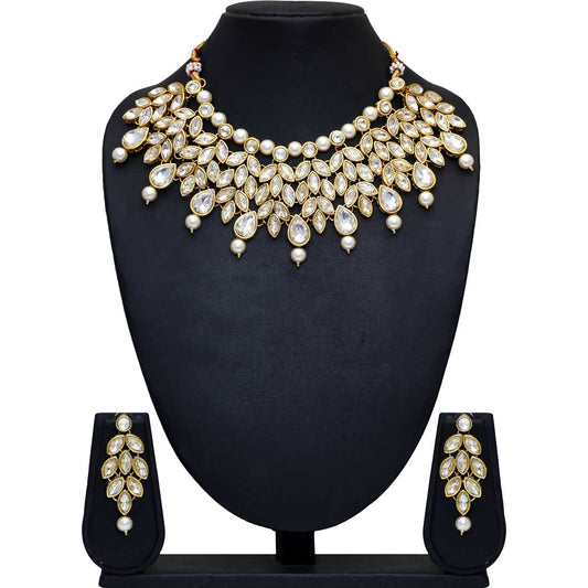 White Color Kundan Necklace Set (KN373WHT)