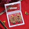 Green Color Lord Ganesha Matte Gold Earrings (MGE301GRN)