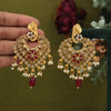 Maroon Color Lord Ganesha Rajwadi Matte Gold Earrings (MGE301MRN)