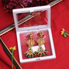 Green Color Lord Krishna Rajwadi Matte Gold Earrings (MGE302GRN)