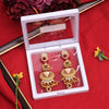 Rani & Green Color Meena Work Rajwadi Matte Gold Earrings (MGE304RNIGRN)