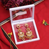 Rani Color Meena Work Rajwadi Matte Gold Earrings (MGE304RNI)