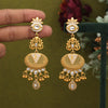 White Color Meena Work Matte Gold Earrings (MGE304WHT)