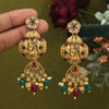 Maroon & Green Color Lord Krishna Matte Gold Earrings (MGE305MG)