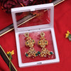 Maroon & Green Color Lord Krishna Rajwadi Matte Gold Earrings (MGE305MG)