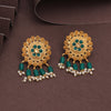 Green Color Rajwadi Matte Gold Earrings (MGE307GRN)