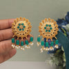 Green Color Rajwadi Matte Gold Earrings (MGE307GRN)