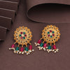 Rani & Green Color Rajwadi Matte Gold Earrings (MGE307RNIGRN)