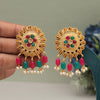 Rani & Green Color Rajwadi Matte Gold Earrings (MGE307RNIGRN)
